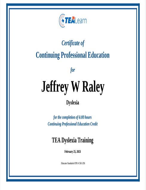 Dslexia Certificate