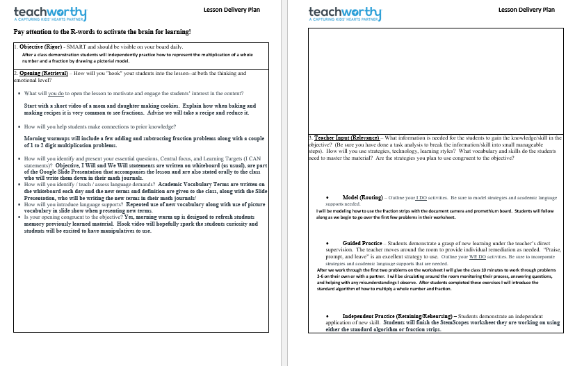 Lesson Delivery Plan